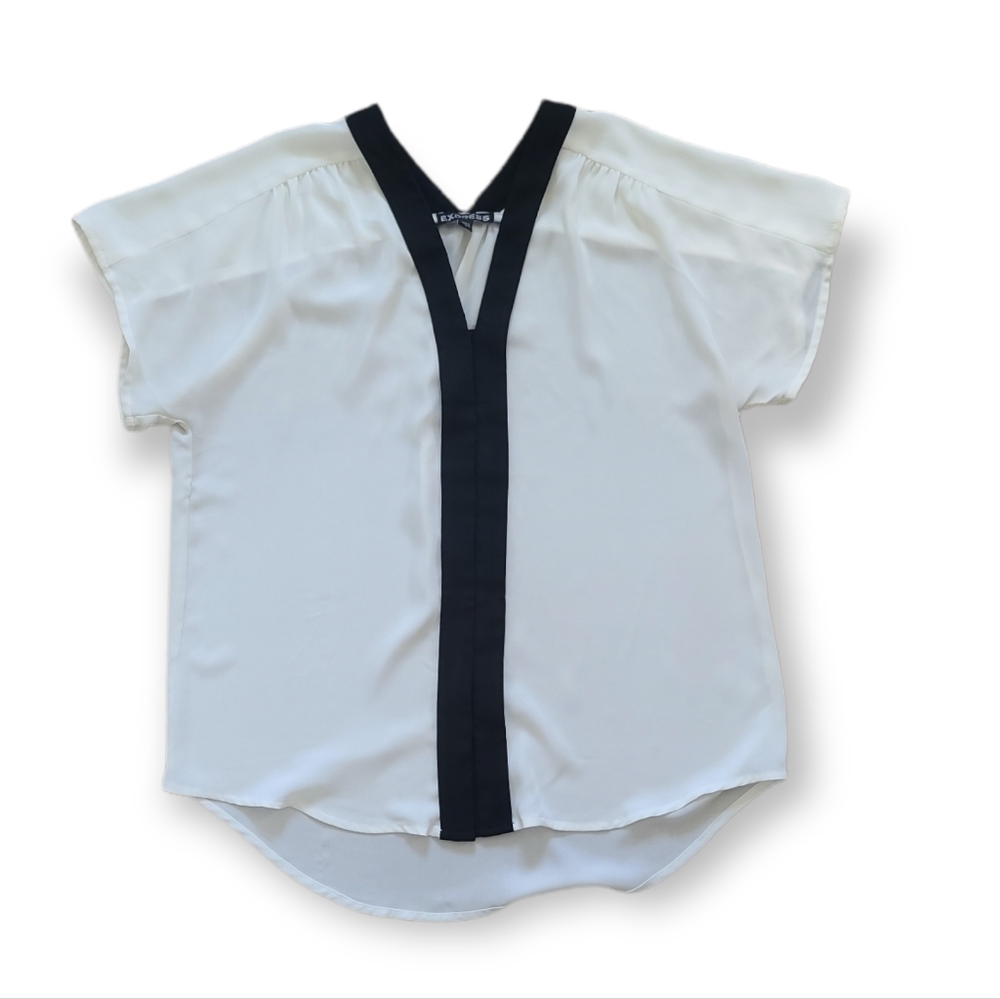 Express Ivory White Chiffon Top